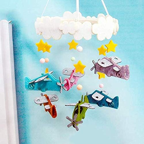 Baby Crib Mobile Felt Ball Mobile Dinosaur Hairball Wind Chimes Cot Bell Rattle Toys Hanging Ornaments Photo Props Nursery Ceiling Decoration for Girl & Boy (C)