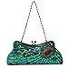 MG Collection Laurel Beaded Sequined Peacock Purse, Green, One Size