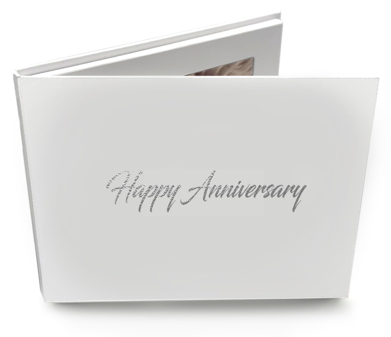 Talking Print 7" IPS HD Video Memory Book - 'Happy Anniversary' Silver Foiled On Cover - A5 Hard Backed Video Brochure - 4GB memory, allows 4 hours playtime