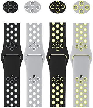 42mm Smart Watch Bands,4 Pack Soft Silicone ventilation Sport Band Replacement Wrist Strap For Apple Watch Nike+ and Apple Watch Series 1, Series 2,Series 3 (42mm-4Pack-4 NK Large)
