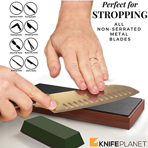 Leather Strop and Stropping Compound Set Complete Knife Strop Block