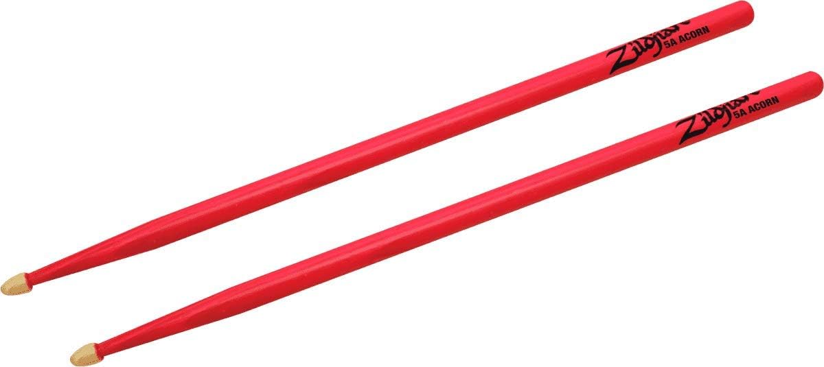 Zildjian Z5AACDGP 5A Hickory Drumsticks - Wood Acorn Tip - Neon Pink