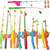 NiGHT LiONS TECH 14 pcs Magnetic Fishing Pole Tools Bath Toys Fishing Game Set Beach Toy Learning Education Toy for Baby Kids Toddler 4 pcs Magnet Parts as a Gift