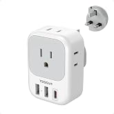 TESSAN US to UK Plug Adapter PD 20W, Type G Travel Converter | 3 USB Charger(1 USB C Port), 4 Outlets, USA to Ireland Qatar Hong Kong England Scotland Kenya Dubai London British