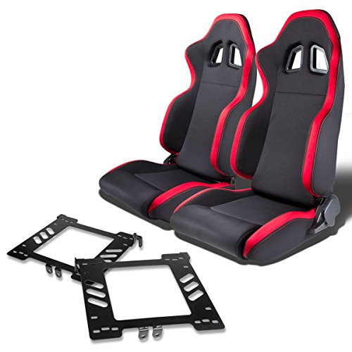 Pair of RSXL01RD Racing Seats+Mounting Bracket for Volkswagen Golf/Jetta/Beetle Mk4