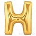 AFTERLOON® 40 Inch Giant Jumbo Helium Foil Mylar Alphabet Balloons for Graduation Anniversary Celebration Bridal Shower Wedding Birthday Party Decorations, Premium Quality, Matte Gold, Letter H