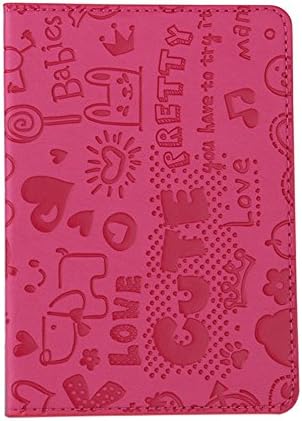Buyanputra Solid Color Cute Pattern Travel Card Tickets Case Durable Passport Holder Cover Rose Red