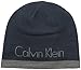 Calvin Klein Men's Reversible Logo Beanie with Contrast Edge, Navy, One Size