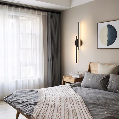 Riserva Indoor Wall Light, 24 W Modern Lamp, Long LED Black Wall Lamp, Wall Lamp for Bedroom, Stairs, Hallway, Living Room, 3000 K Warm White