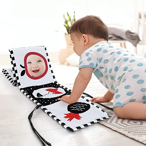 Alijees Baby Toys 06 Months Black and White Soft Book 2 Pack Tummy
