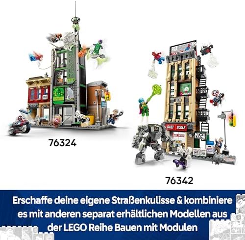 | Marvel Spider-Man vs. Mysterio: Daily Bugle - Superhelden Spielzeug mit Mech Actionfigur und 7 Minifiguren - Kinder Geschenk für Jungen ab 10 Jahren, Mädchen und Fans - 76342