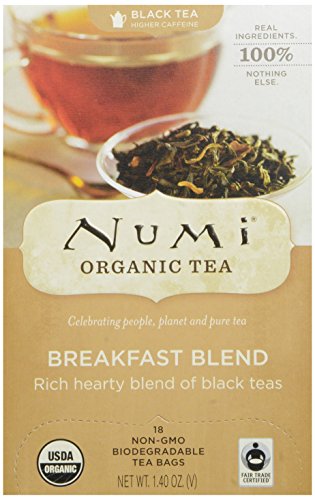 Numi Organic Tea Fair Trade Breakfast Blend, Black Tea Bags, 18 Count