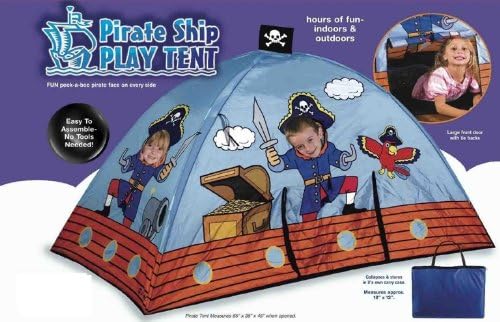 LARGE 65" COLORFUL INDOOR/OUTDOOR PIRATE SHIP PLAY TENT WITH CARRY BAG