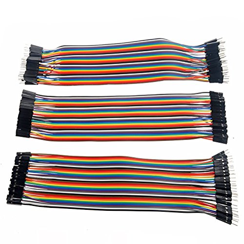 Pixnor 3pcs 20cm 40 Pin Male to Male,Male to Female,Female to Female Breadboard Jumper Wires Ribbon Cable
