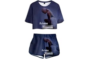 MIYECC Girl's Ariana Grande T-Shirt and Shorts Sets 3D Printed Short Sleeve Top
