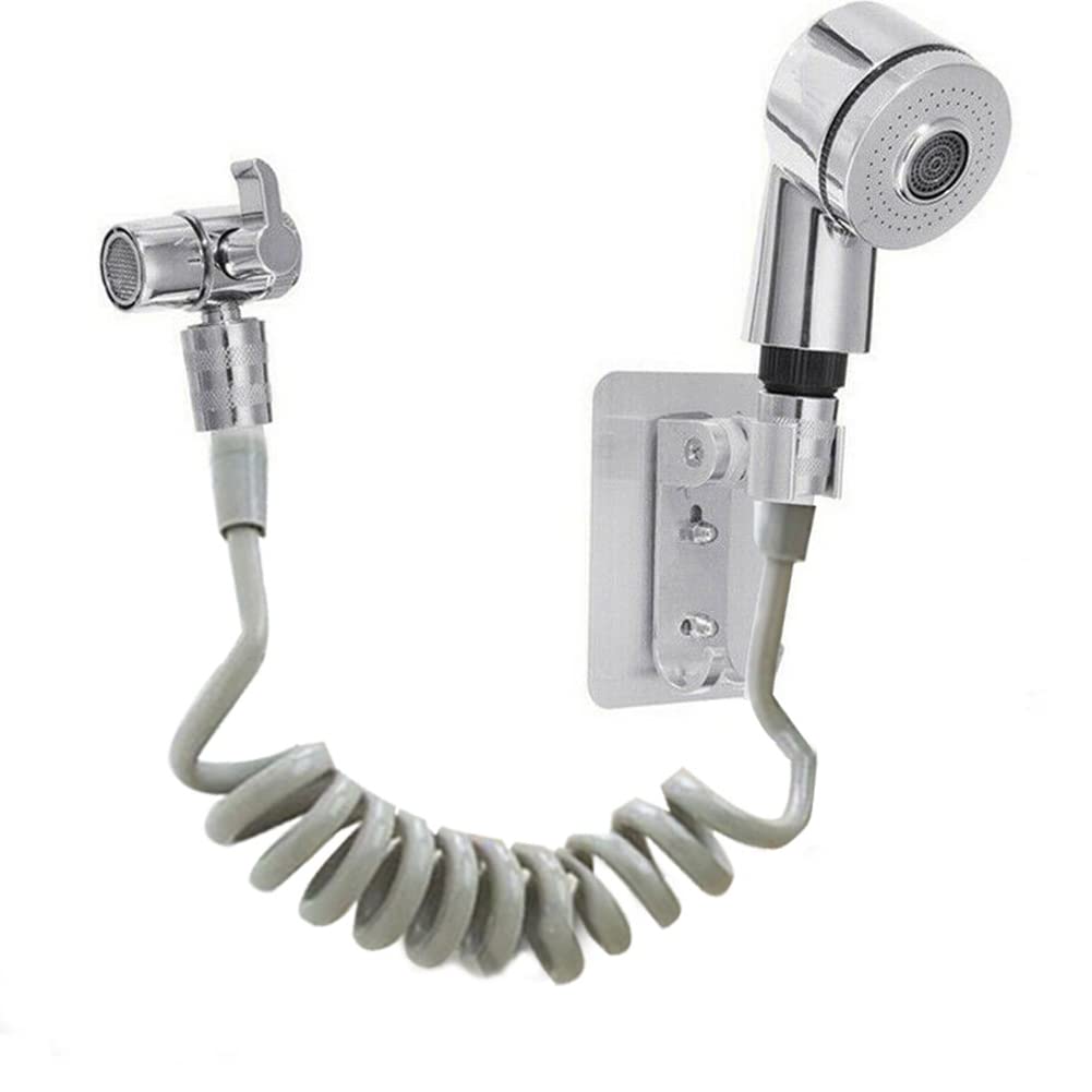 Shower Head and Hose Set, Powerful Shower Head with 1.5m Chrome Shower Hose and Faucet Splitter, Shower Head Holder, Universal Replacement Shower Hose and Head for Bathroom