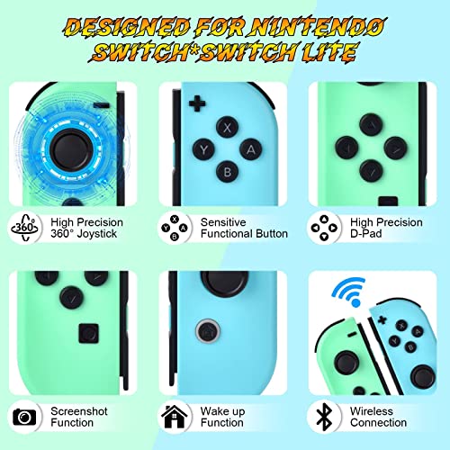 Replacement for Switch Controller Work with Switch/Lite/OLED,Wireless Gamepad Support Dual Vibration,6-Axis Gyro,Wake-up,Motion Controls,Screenshot, L/R (Green and Blue)