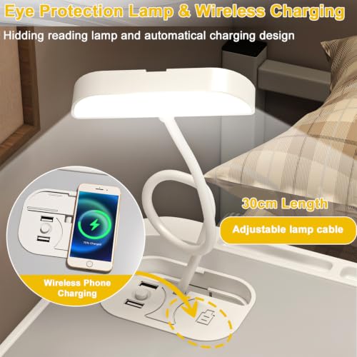 Cestbella Laptop Bed Desk, Adjustbale Height Lazy Laptop Desk with LED Light, Folding Computer Desk Portable Bed Table with Side Drawer Reading Stand USB Charging for Work Reading Dorm Study