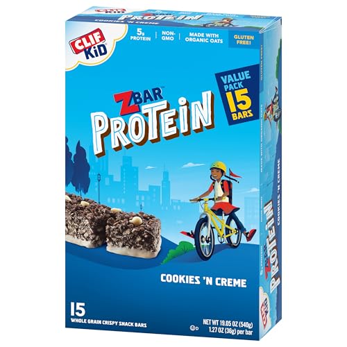 ZBAR PROTEIN – COOKIES ‘N CREME – CRISPY SNACK BARS – MADE WITH ORGANIC OATS – NON-GMO – 5G PROTEIN – GLUTEN FREE PROTEIN BARS (15 PACK)