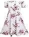 EBUYTIDE Women's Off Shoulder Short Sleeve Print Floral Summer Short Cocktail Swing Dress Medium