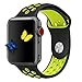 Yunsea Soft Sport Durable Silicone Double Color Black Volt Yellow Band with Black Solid Color Silicone Wirst Replacement Strap Band for Apple Watch Series 1 / 2 / 3,42mm,M/L