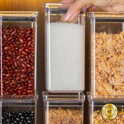 Kit Potes Herméticos Lumini 700ml Paramount | Potes Plásticos Para Armazenamento De Alimentos, Organização De Cozinha, Geladeiras E Armários, Tampa Com Vedação, Empilháveis Em Acrílico 6 e 12 un (6)