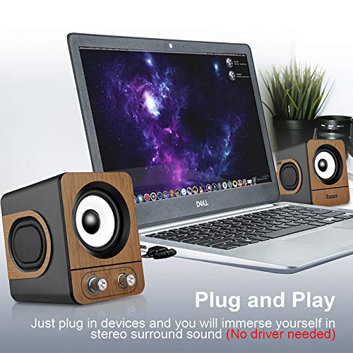 Computer Speakers, 2.0 CH Stereo Speakers with Surround Sound, USB Wired Powered Multimedia Desktop Speakers with Deep Bass for PC/Laptops/Smart Phone Build-in 4 Loudspeaker Diaphragm Reccazr SP401