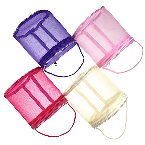 Pawaca Yarn Crochet Thread Storage, Round Mesh Bag Yarn Case Organizer Tote for Knitting, Crotchet, Sewing, Needlework(Rose)