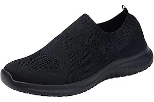 TIOSEBON Women's Walking Sock Shoes Elastic Knit Lightweight Slip on Breathable Yoga Sneakers