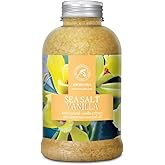 Sea Salt Vanilla 21.16 Oz - w/Vanilla & Cinnamon Essential Oils - Natural Bath Sea Salts - Best for Bath - Good Sleep - Relaxing - Body Care - Beauty