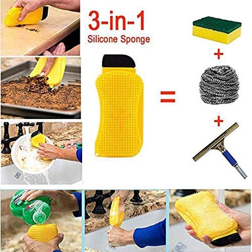 2019 Newest Hot Useful Multifunction Silicone Washing Sponge Kitchen Cleaning Bowl Pan Dish Brush