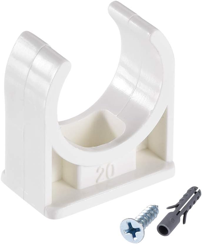 sourcing map PVC Pipe Clamps Clips 20mm, Fit for 20mm/0.79" OD TV Trays Tubing Hose Hanger Support Pex Tubing