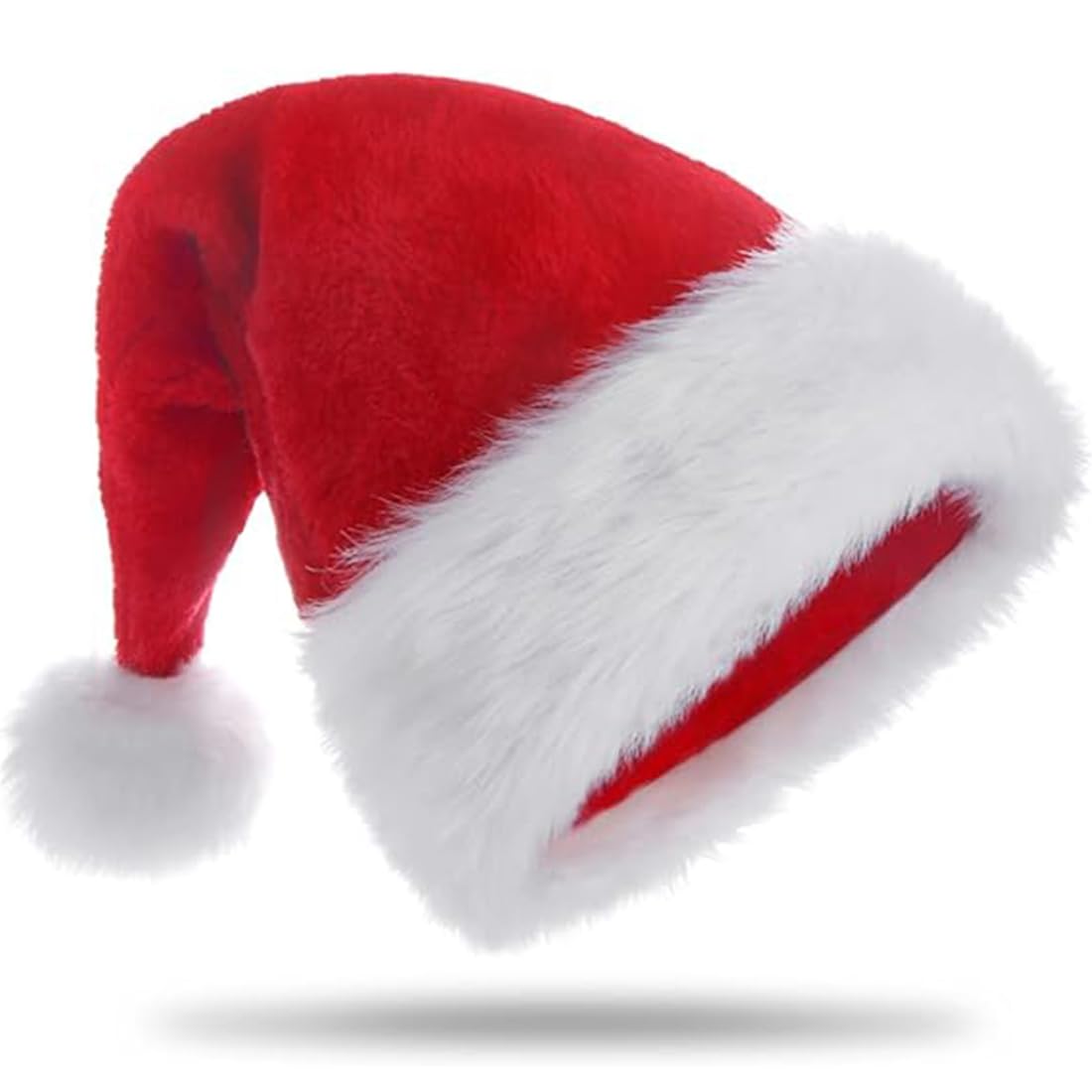 Santa Claus Velvet Faux Fur Hat - Traditional Adults Christmas Hat for Holiday Party Supplies