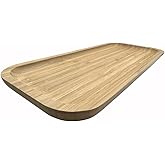 BEECO GIF2U Wood Vanity Tray, Bathroom Counter Solid Bamboo Organizer, Toilet Tank Top Wooden Serving Plate for Dinner Tea Coffee (Natural Bamboo Color, 14 x 5.9 inch)