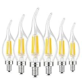Albrillo E12 LED Chandelier Light Bulbs 4W, 40 Watt Candelabra Bulb Equivalent, 2700K Warm White, Flame Tip, 6 Pack