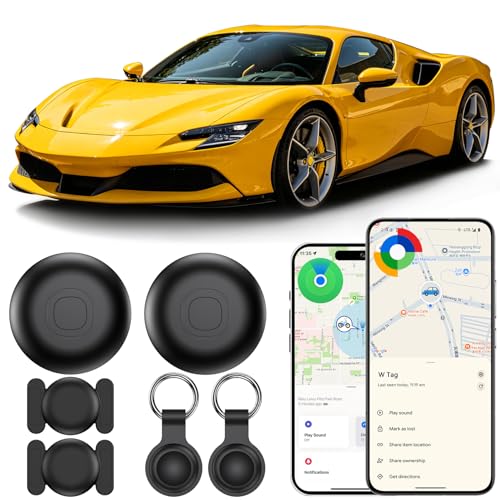 GPS Tracker for Car, Smart Tracker Tag for Android and iOS, 2 Pieces Magnetic GPS Tracker for Car, No Subscription, IP68 Waterproof Locator with Long Range App for Vehicle, Motorcycle