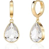 Crystals Teardrop Dangle Drop Earrings, 18K Gold Plated Hoop Earrings Zirconia Jewelry for Women Gifts