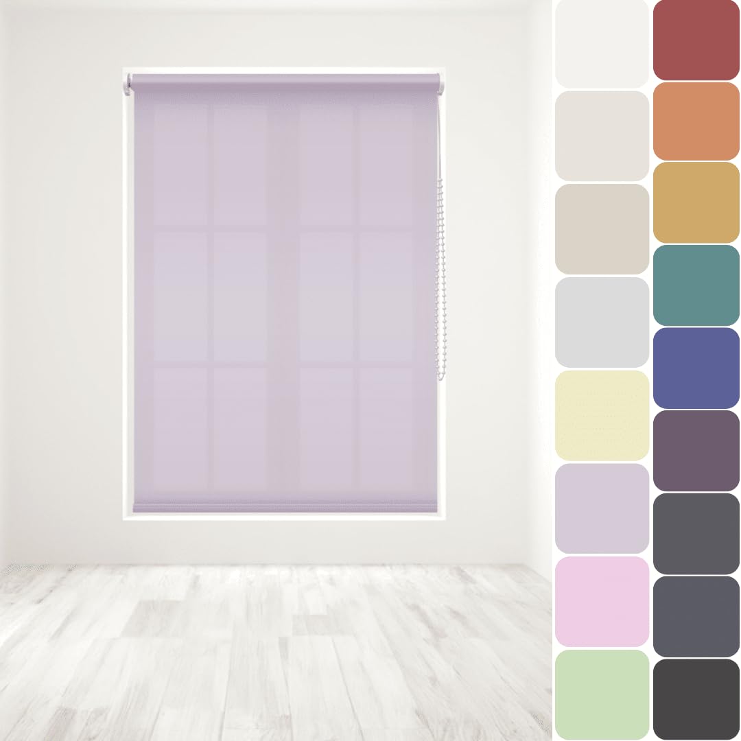 Straight Edge Dim-Out Roller Blind - Easy Fit Home Office - 90cm Width x 160cm Width Drop - Lavender