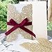 Laser cut wedding baby shower party invitations - 25pcs Gold Glitter Hollow Rose Invitation Cards With printable inner sheet,Ribbon and Envelopes for Wedding Baby Shower Bridal Shower Engagement party