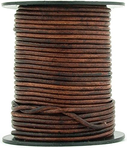 Xsotica Round Leather Cord 3mm Distressed Brown (25 meters (27 Yards))
