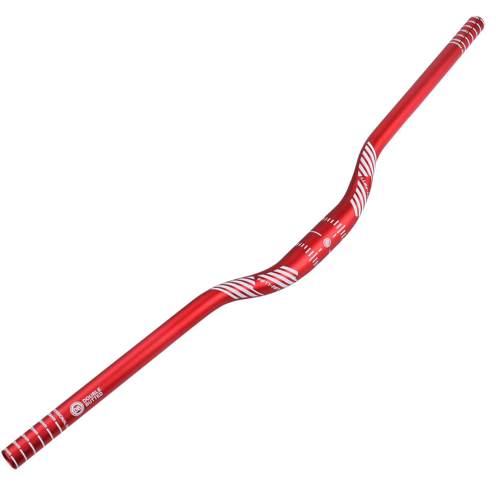FIFTY-FIFTY Mountain Bike Riser Handlebar, Aluminum Alloy MTB Handlebar, 31.8mm Diameter, 780mm Wide Bicycle Bar (Red, 35mm Rise)