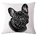MHB Decorative Animals French Bulldog Cotton Linen Throw Pillow Covers 18 x18 Inch (Pack of 4 Pieces)
