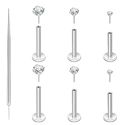 3 Pairs 6 Pcs Silver 18G Threadless Nose Piercings