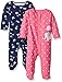 Carter's Girls' 2-Pack Cotton Sleep and Play, Navy Floral/Pink Dot, 6 Months