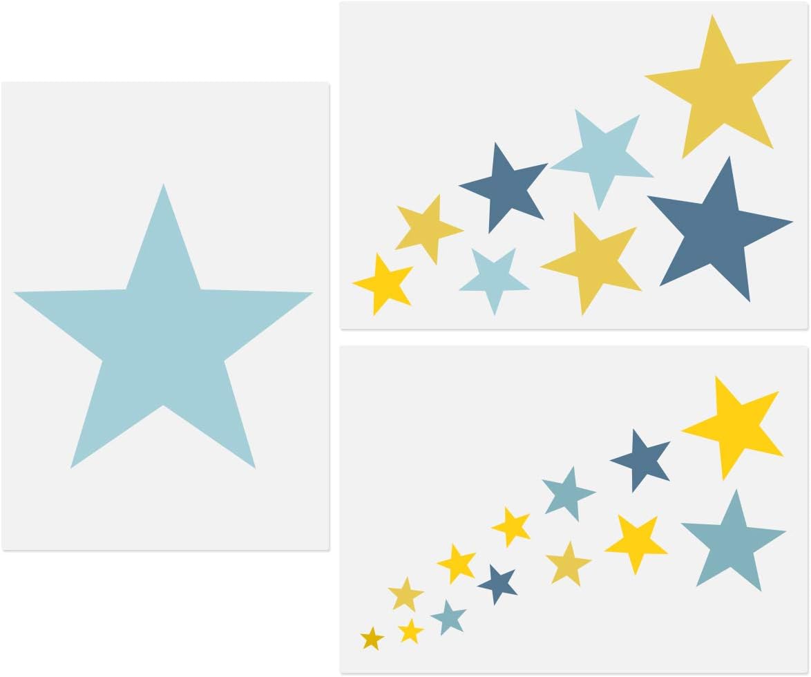 Star Stencils, 3 Pcs Stars Templates A4 Size Assorted Size Stars Cluster Reusable Stencils for DIY Crafts Painting Home Decor Baby Kids Nursery Bedroom 11.7"x 8.26"