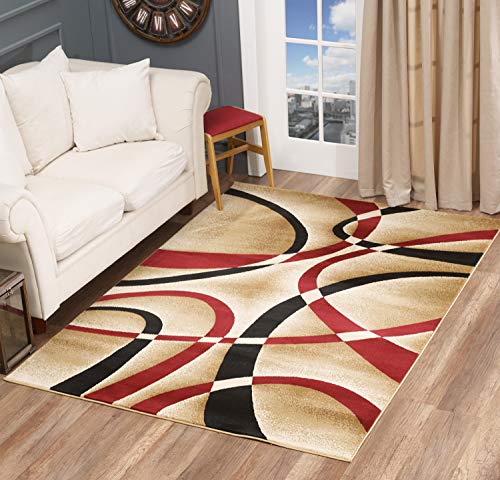 Glory Rugs Modern Area Rug Swirls Carpet Bedroom Living Room Contemporary Dining Accent Sevilla Collection 4816 8x10 Dark Red Pricepulse