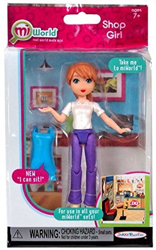 MiWorld 5 Inch Figure Shop Girl White Top Blue Apron