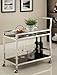Chrome Metal Bar Tea Serving Cart With Black Tempered Glass