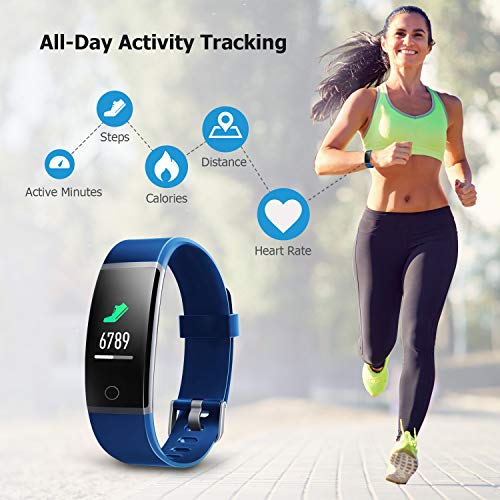 LETSCOM Fitness Tracker HR, Color Screen Activity Tracker with Heart Rate Monitor and Sleep Monitor, IP68 Waterproof Pedometer Watch, Step Counter, Calorie Counter for Women Men Kids