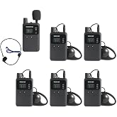 AGJ Wireless Tour Guide System, Tour Guide Microphone, Tour Guide Headsets 1 Transmitter 5 Receivers Assisted Listening Simultaneous Interpretation Translation System for Church Factory School Court